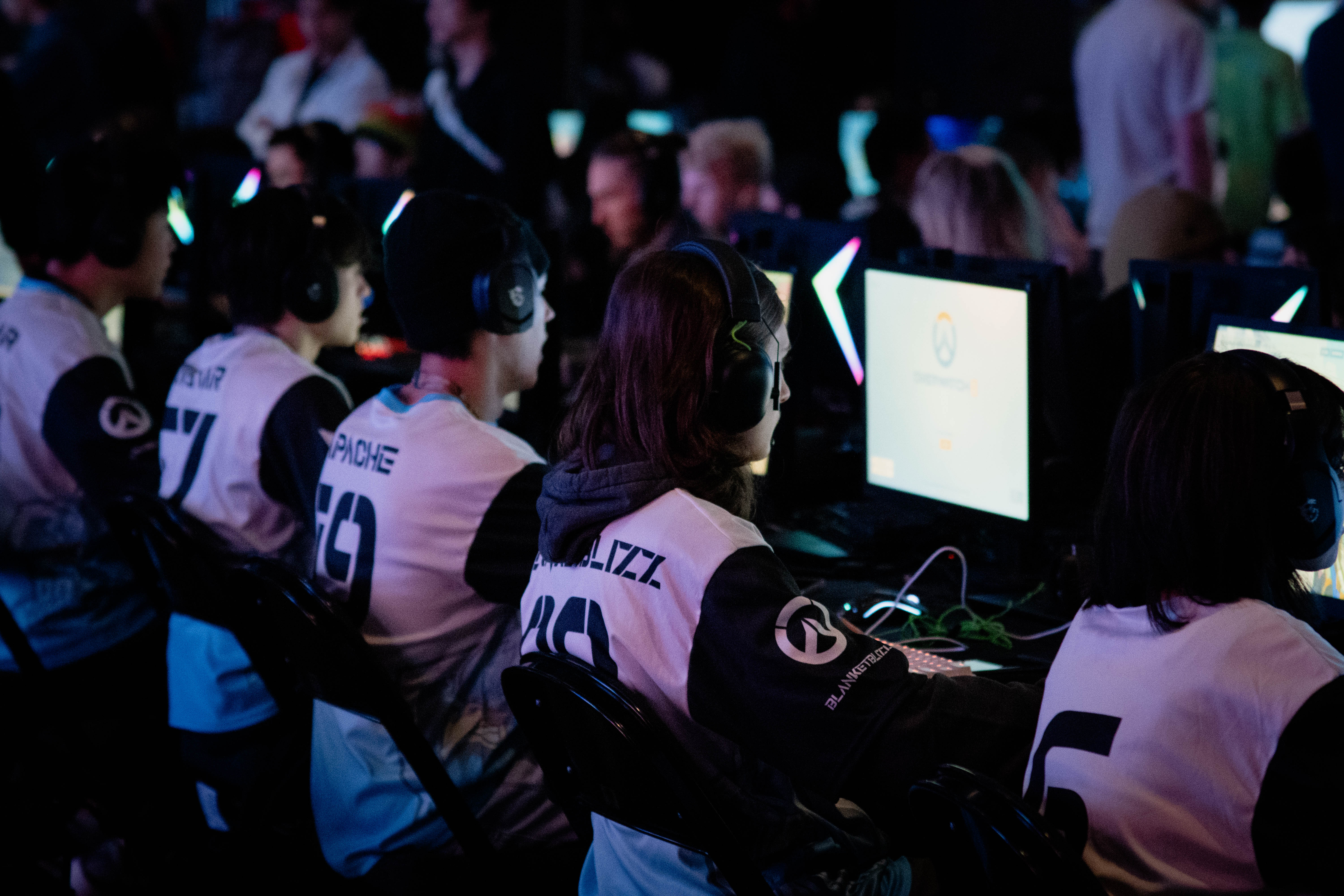 Students participating in Overwatch Tournament at TEXSEF High School Esports Championships. April 2023.