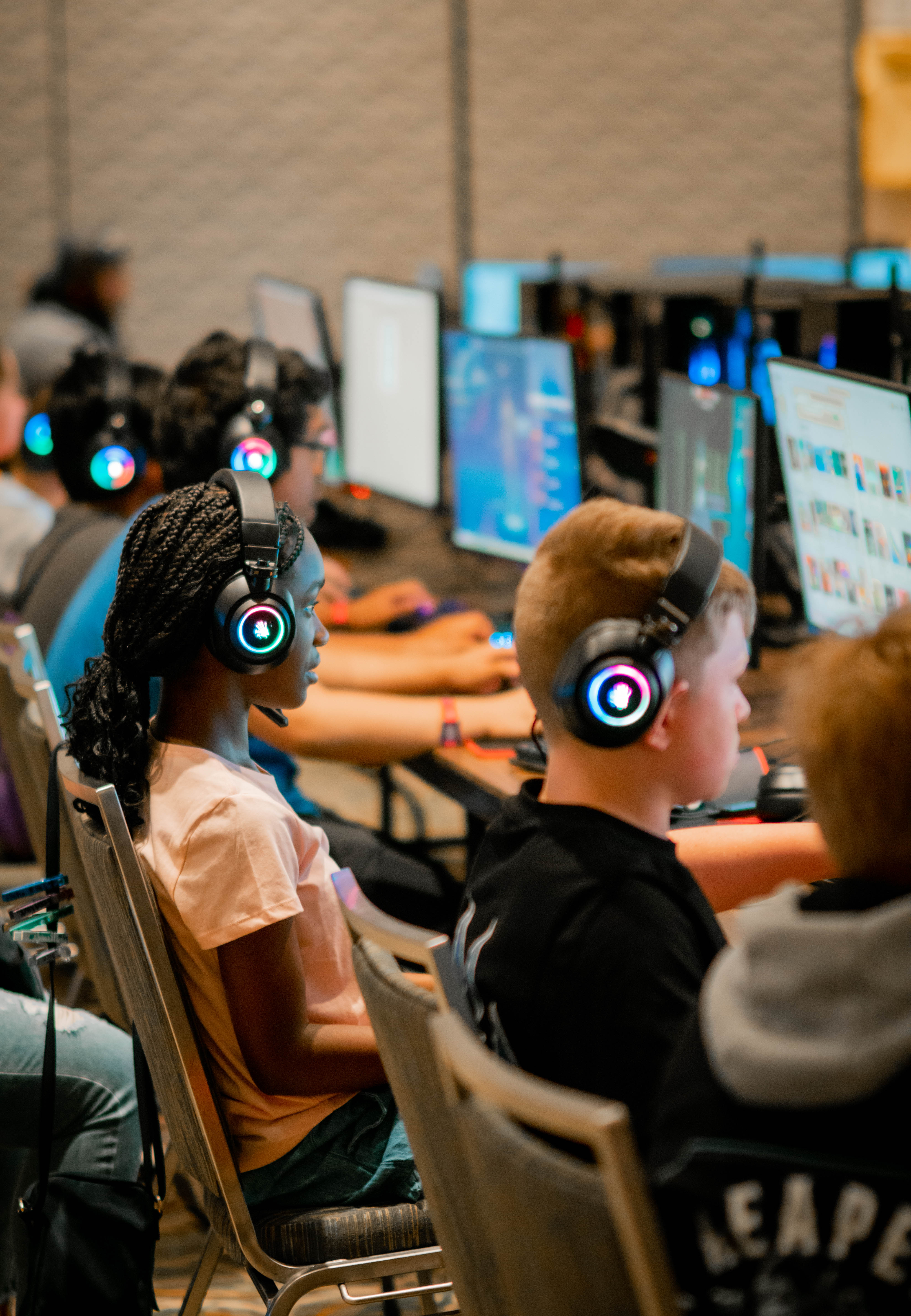Children playing Fortnite at BattleCity Esports Orlando, FL