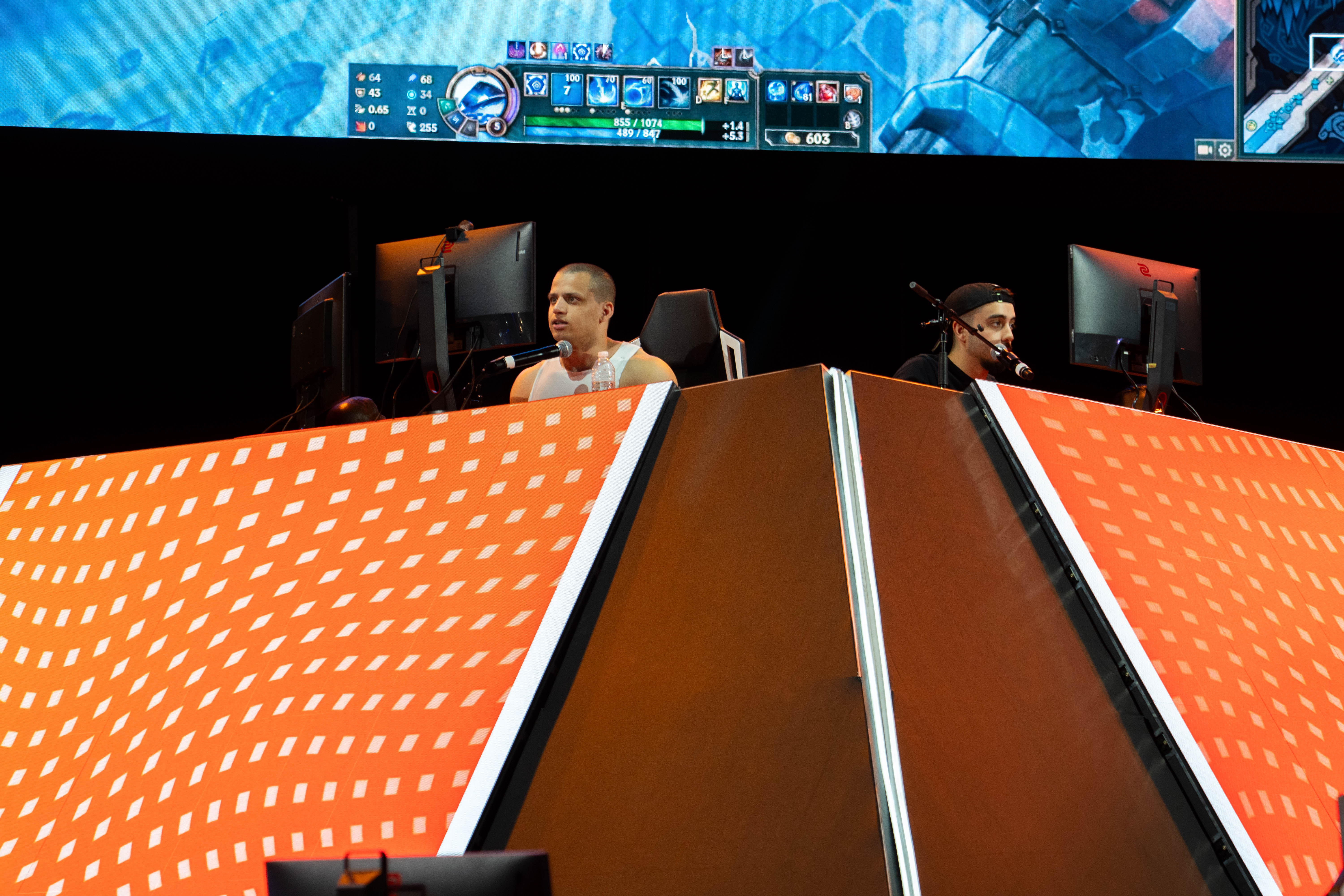 Tyler "Tyler1" Steinkamp takes on a competitor on top of The Pyramid at Dreamhack Dallas 2023.