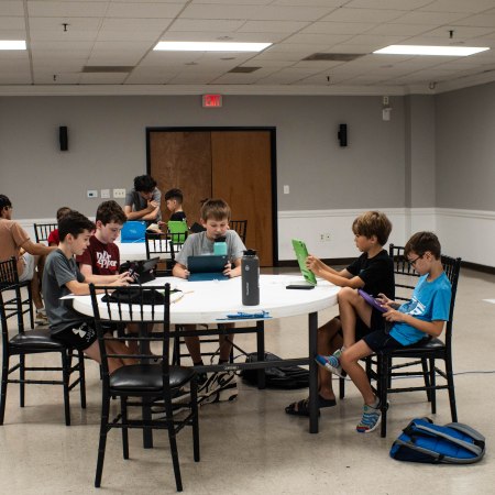 Students learning to create content based around their video games.