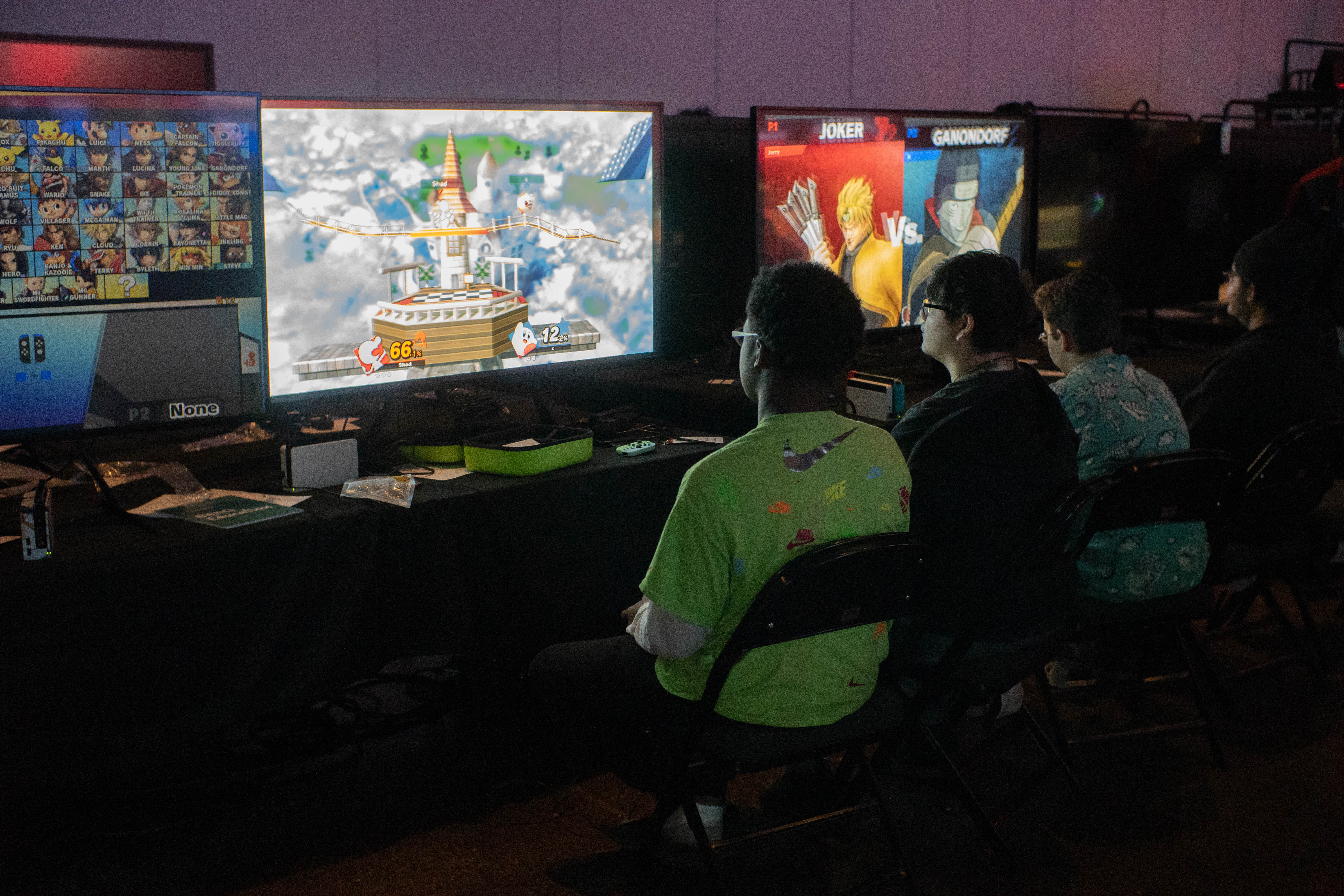 Students playing Super Smash Brothers Ultimate at TEXSEF High School State Championships 2023. Photo credit Rachel Olsen-Cooper