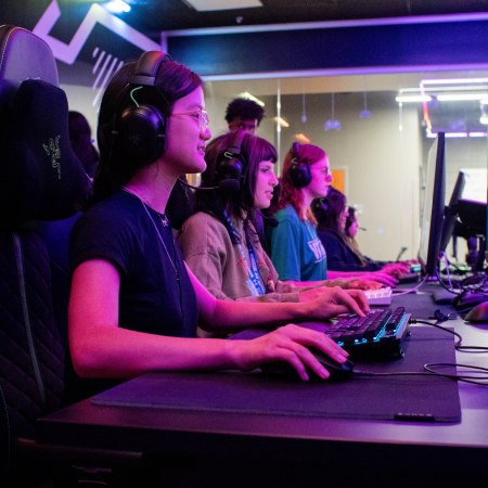Members of the Hebron High School All-Female Valorant team play a match on Monday, November 6, 2023 at the Crosby Rec Center in Carrollton, TX. Photo Credit Rachel Olsen-Cooper